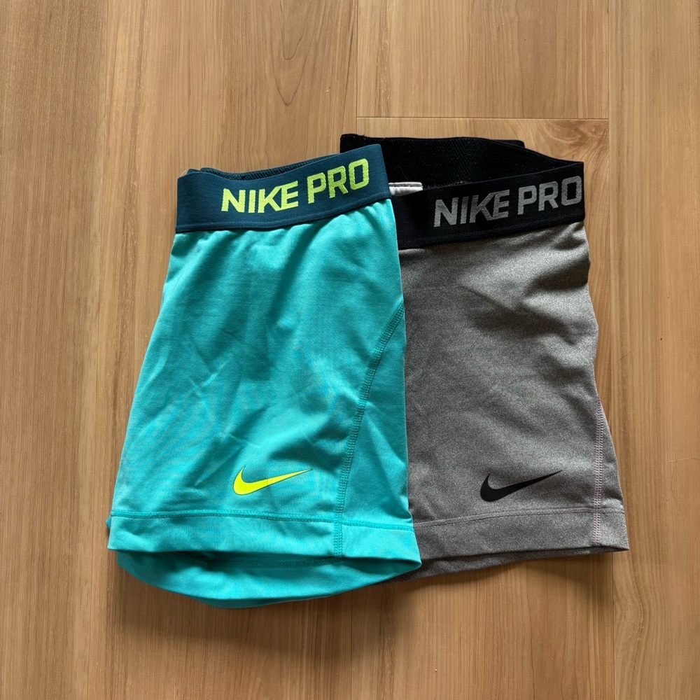 Nike Pro Blue and Gray Athletic Shorts